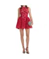 Self-portrait Red Fine Lace Pearl Mini Dresses Red In Red