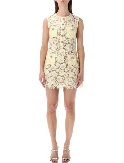 Self-portrait Self Portrait Short Dress With Embellishment In Yellow