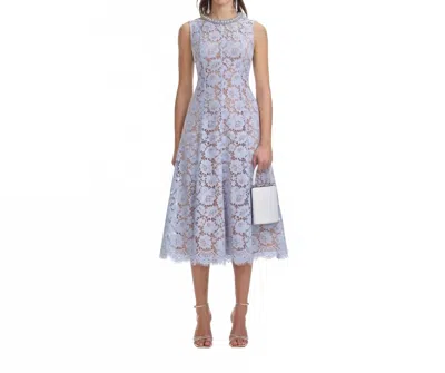Self-portrait Fine Lace Pearl Midi Dress In Blue In Purple