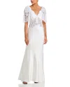 Self-portrait Fine Lace Satin Maxi Dress In White