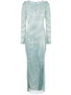 Self-portrait Fishnet Maxi Dress In Green