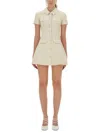 Self-portrait Fitted Cotton Mini Dress With Classic Collar In Multi