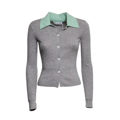 SELF-PORTRAIT FITTED GREY MERINO WOOL CARDIGAN