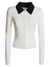 Self-portrait Fitted Knit Sweater With Button-down Front In Multi