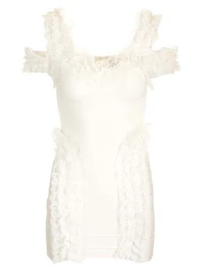 Self-portrait Fitted Mini Dress In Neutral