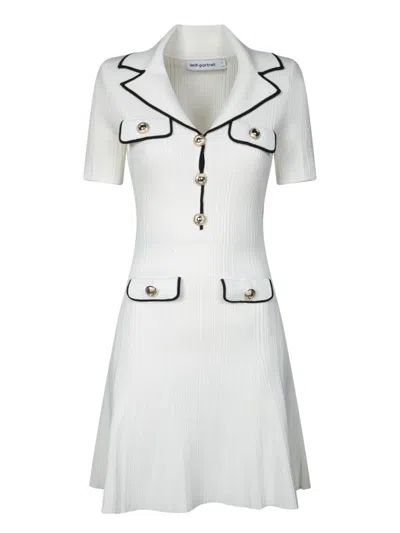 SELF-PORTRAIT SELF-PORTRAIT FITTED WHITE DRESS WITH FLARED SKIRT