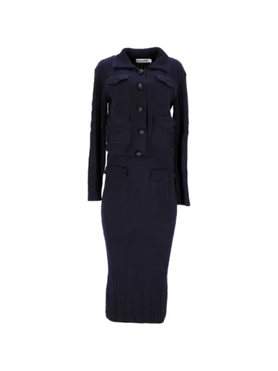 Pre-owned Self-portrait Flap-pocket Midi Skirt Set (set Of Two) In Blue