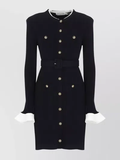 Self-portrait Flared Cuff Dress And Belt In Black