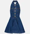 Self-portrait Flared Denim Midi Dress