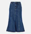 Self-portrait Flared Denim Midi Skirt In Blue