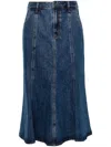 Self-portrait Flared Denim Midi Skirt In Blue