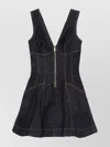 Self-portrait Navy Blue Dress With Bustier Neckline And Zip Detail