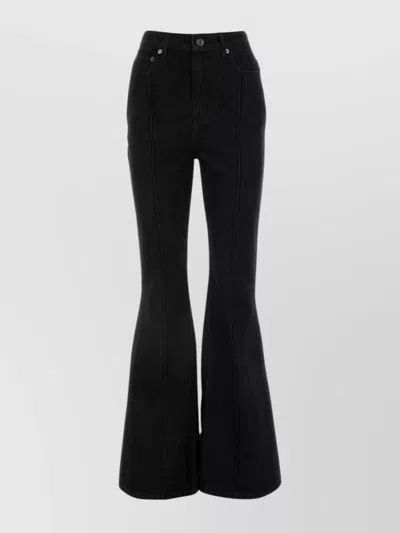 Self-portrait Flared High Waist Denim Trousers In Black