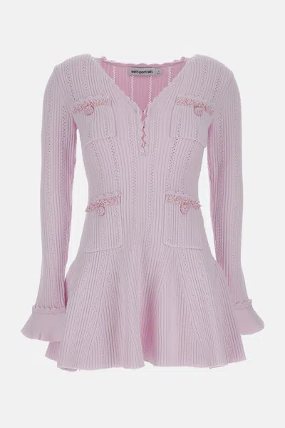 Self-portrait Pearl-embellishment Mini Dress In Pink