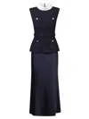 Self-portrait Self Portrait Navy Boucle Sleeveless Midi Dress In Black