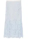 Self-portrait Light Blue Lace-effect Skirt With Slip In Blue