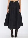 Self-portrait Flared Midi Skirt In Black