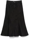 Self-portrait Denim Flared Midi Skirt In Black
