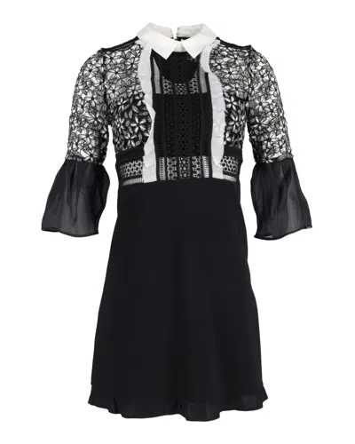 Self-portrait Self Portrait Flared Sleeve Hem Mini Dress In Black Viscose