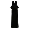 Self-portrait Strapless Velvet Peplum Maxi Dress