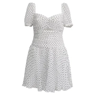 Self-portrait Flocked Polka Dot Printed Mini Dress In White Polyester In Multi