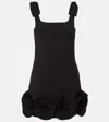 Self-portrait 3d Crepe Flower Mini Dress Black In Black