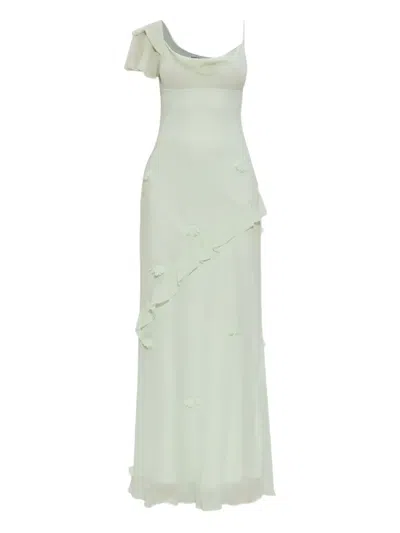 SELF-PORTRAIT FLORAL-APPLIQUÉ GEORGETTE MAXI DRESS