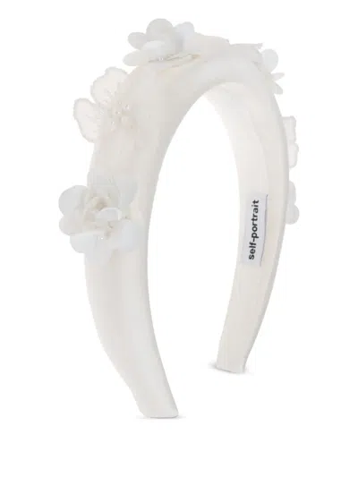 Self-portrait Kids' Floral-appliqué Headband In White