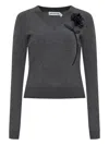Self-portrait Self Portrait 'charcoal Black Rose Jumper' Sweater In Grey