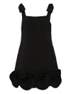 Self-portrait Floral-appliqué Mini Dress In Black