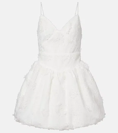 Self-portrait Floral-appliqué Organza Minidress In White