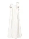 Self-portrait Beige Long Dress With Spaghetti Straps And Ruched Details In Neutrals