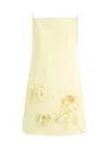 Self-portrait Yellow Mini Dress With Rose Patches And Spaghetti Straps In Tech Fabric Woman In Yellow