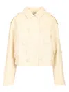 Self-portrait Floral Beaded Denim Jacket Jackets White In Neutral