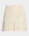 Self-portrait Beaded Floral Denim Mini Skirt Skirts White