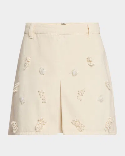 Self-portrait Floral Beaded Mini Skirt