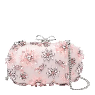Self-portrait Floral Crystal Clutch In Pink