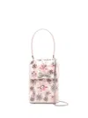 Self-portrait Floral-crystal Satin Mini Tote Bag In Pink