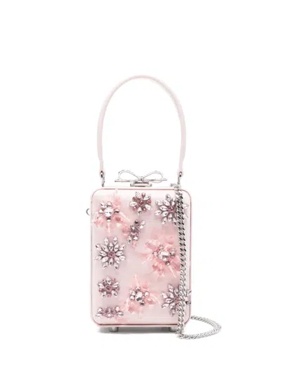 Self-portrait Floral Embellished Top Handle Tote Bag In Pink