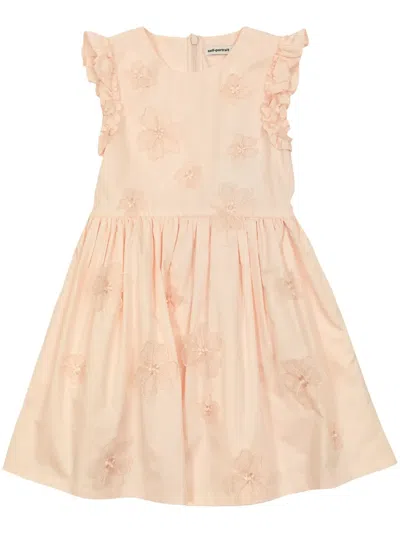 Self-portrait Kids' Floral-embroidered Dress In Pink