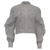 Self-portrait Floral Eyelet Lace Blouse In White Polyester In Gray