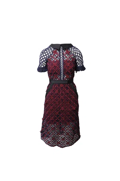 Self-portrait Floral Grid Midi Dress In Multicolor Polyester
