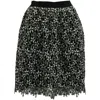Self-portrait Self Portrait Floral Guipure Lace Skirt In Black And White Midi Skirt Polyester In Multi
