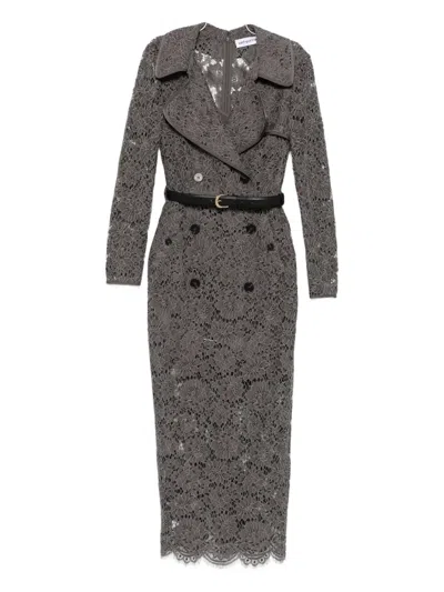 Self-portrait Floral-lace Belted Day Dress In Brown