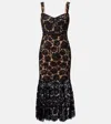 Self-portrait Black Fine Lace Midi Dress In Black
