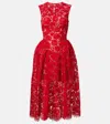 Self-portrait Lace Midi Dress With Sparkling Sequins In Red