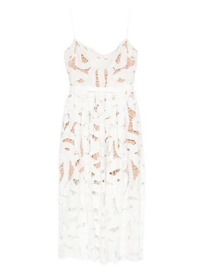 Self-portrait Floral Lace Dress In White
