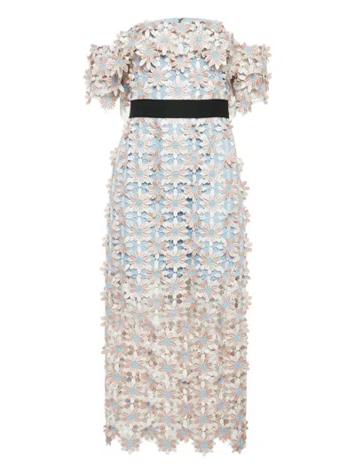 Pre-owned Self-portrait Floral-lace Dress In White