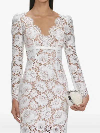 SELF-PORTRAIT FLORAL-LACE LONG-SLEEVE MIDI DRESS
