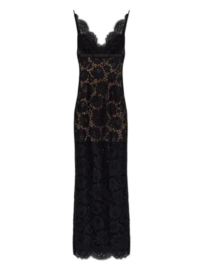 Self-portrait Floral Lace Maxi Dress In Black